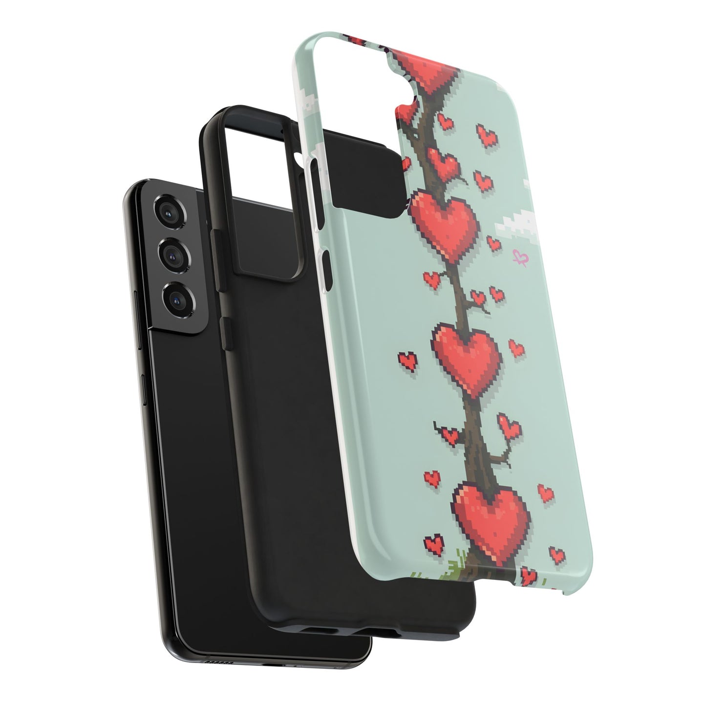 Pixelated Love Hearts Tree | Tough Phone Case - Cute Design - for iPhone