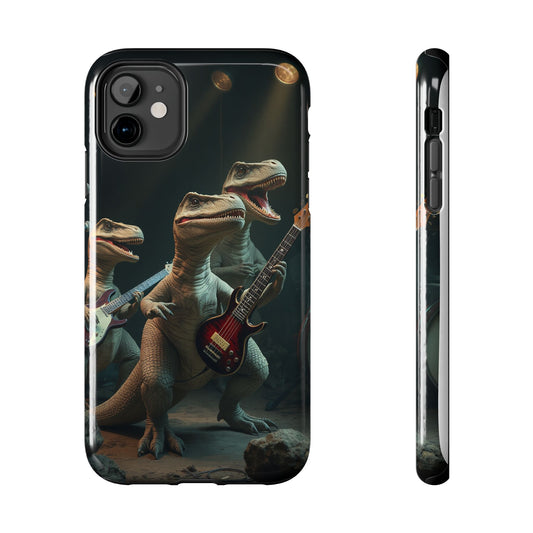Rockin' Dinosaur Tough Phone Cases - Perfect for Music Lovers and Kids!