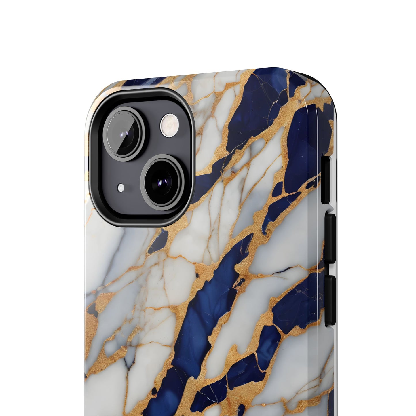 Stunning Marble Tough Phone Case - Elegant Blue & Gold Design Stylish Protection - for iPhone
