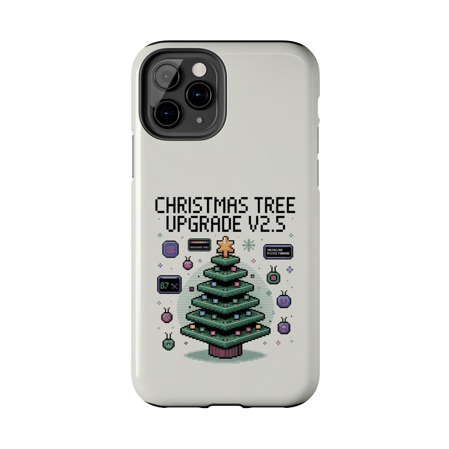 Christmas Tree Upgrade Tough iPhone Case - Pixel Art Design