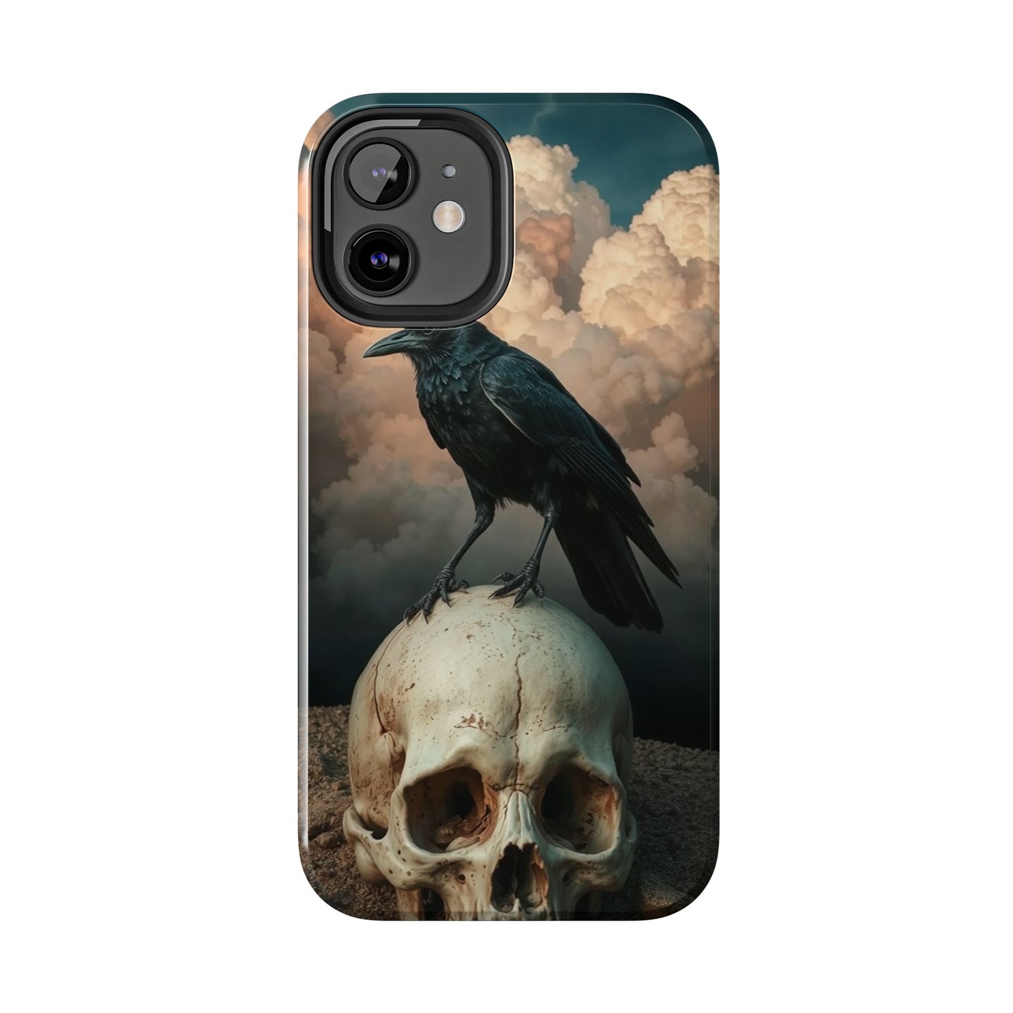 Gothic Raven Skull Tough Phone Case - Unique Protective Cover for Halloween Lovers