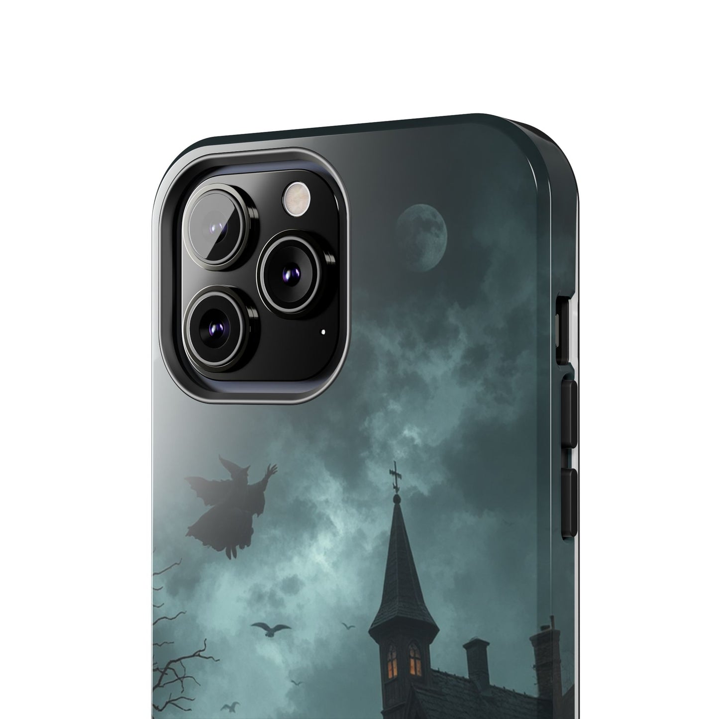 Halloween-Themed Tough Phone Case with Spooky House Design