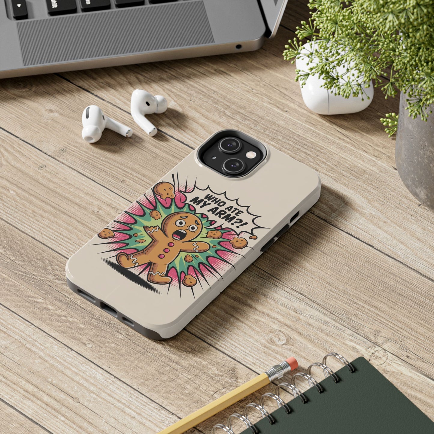 Funny Gingerbread Man Phone Case - Who Ate My Arm? Tough Protection