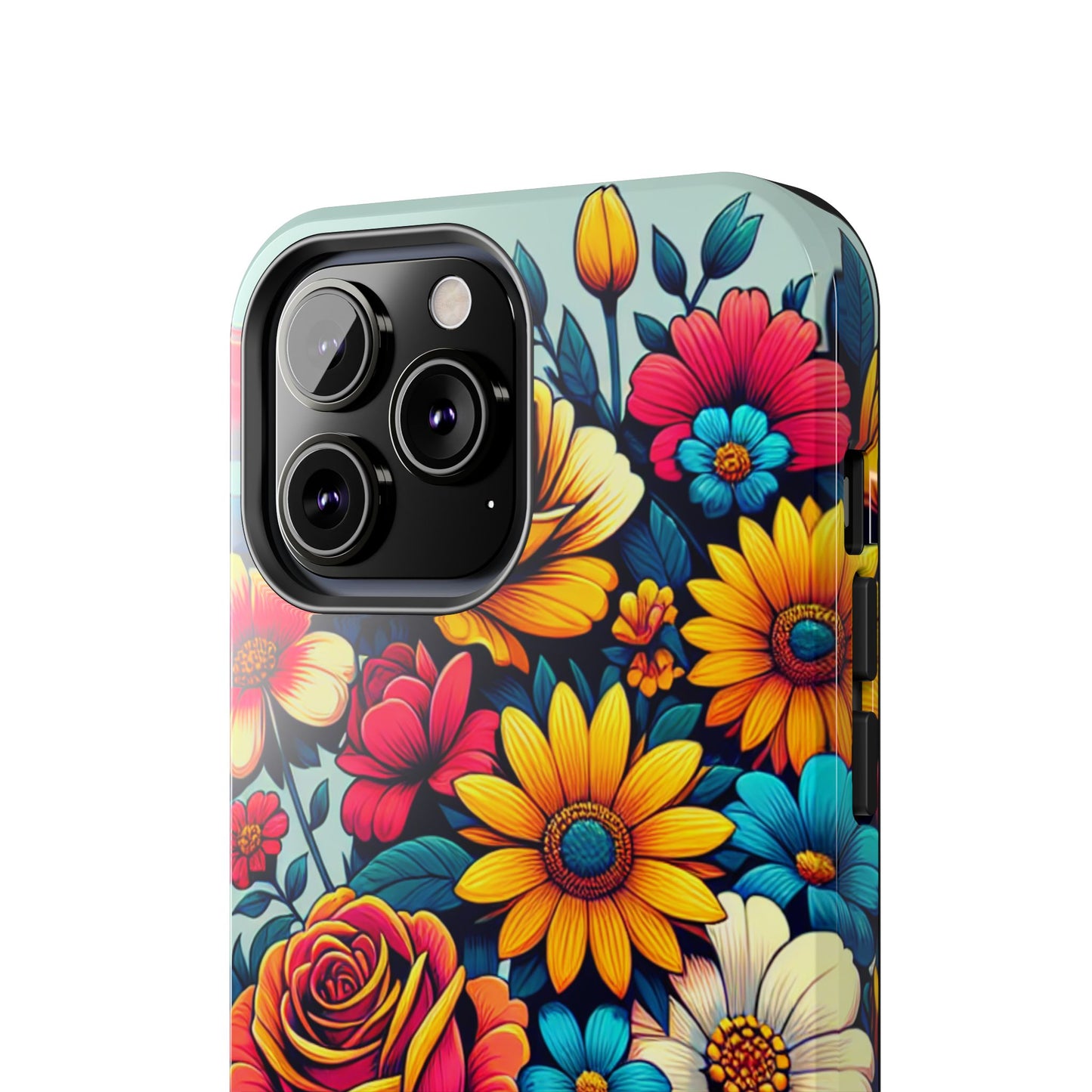 Vibrant Floral Tough Phone Case - Colorful Flower Design - for iPhone