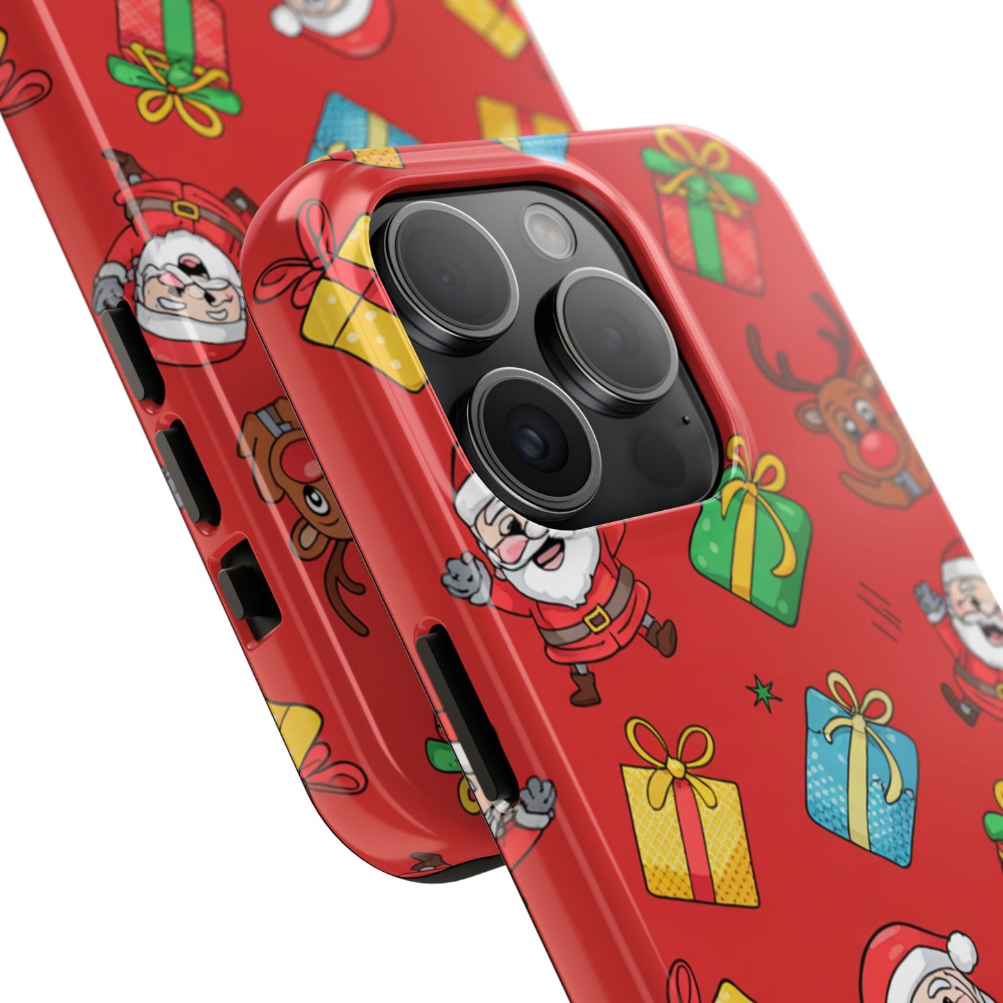 Festive Santa and Reindeer Tough Phone Case - Christmas Holiday Design