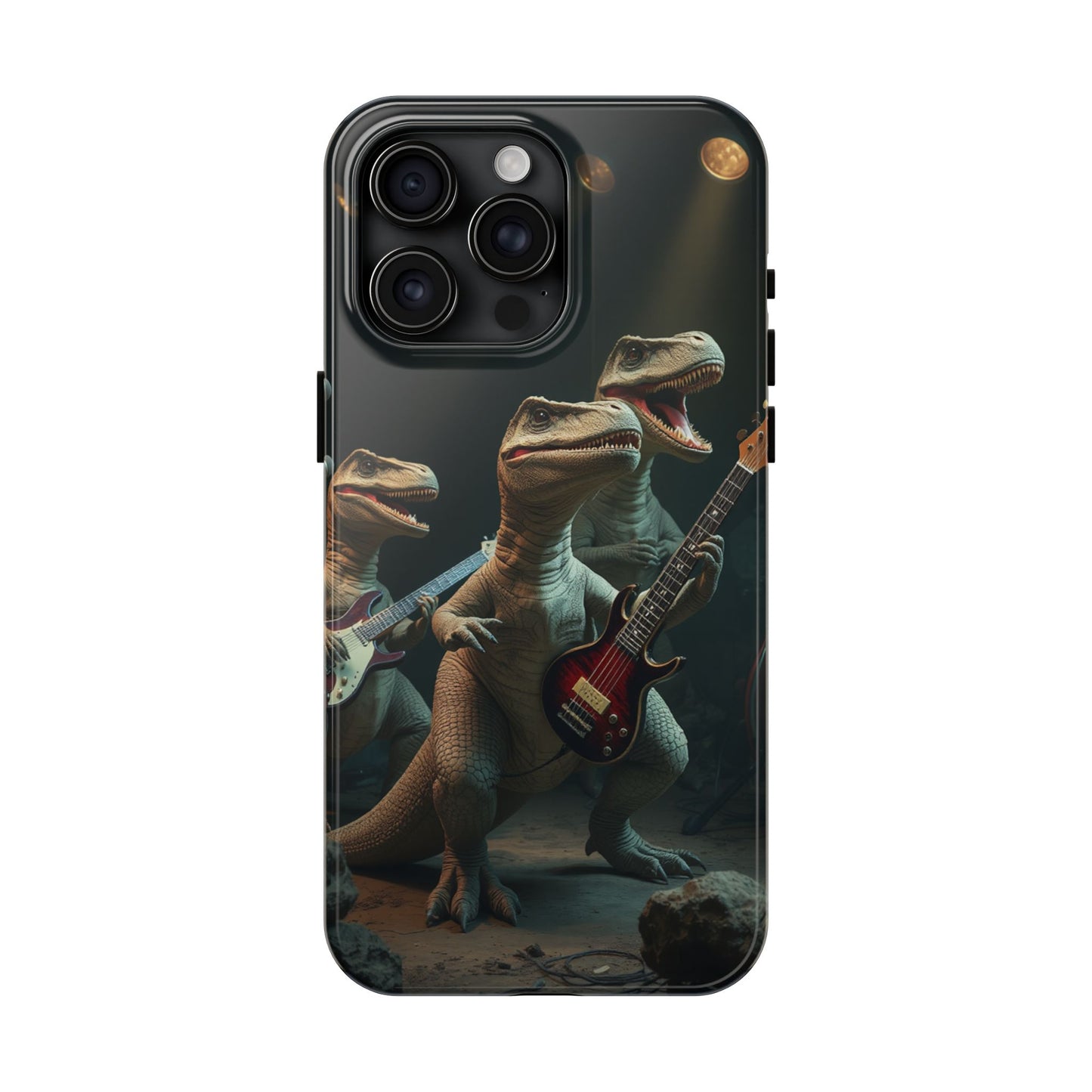 Rockin' Dinosaur Tough Phone Cases - Perfect for Music Lovers and Kids!