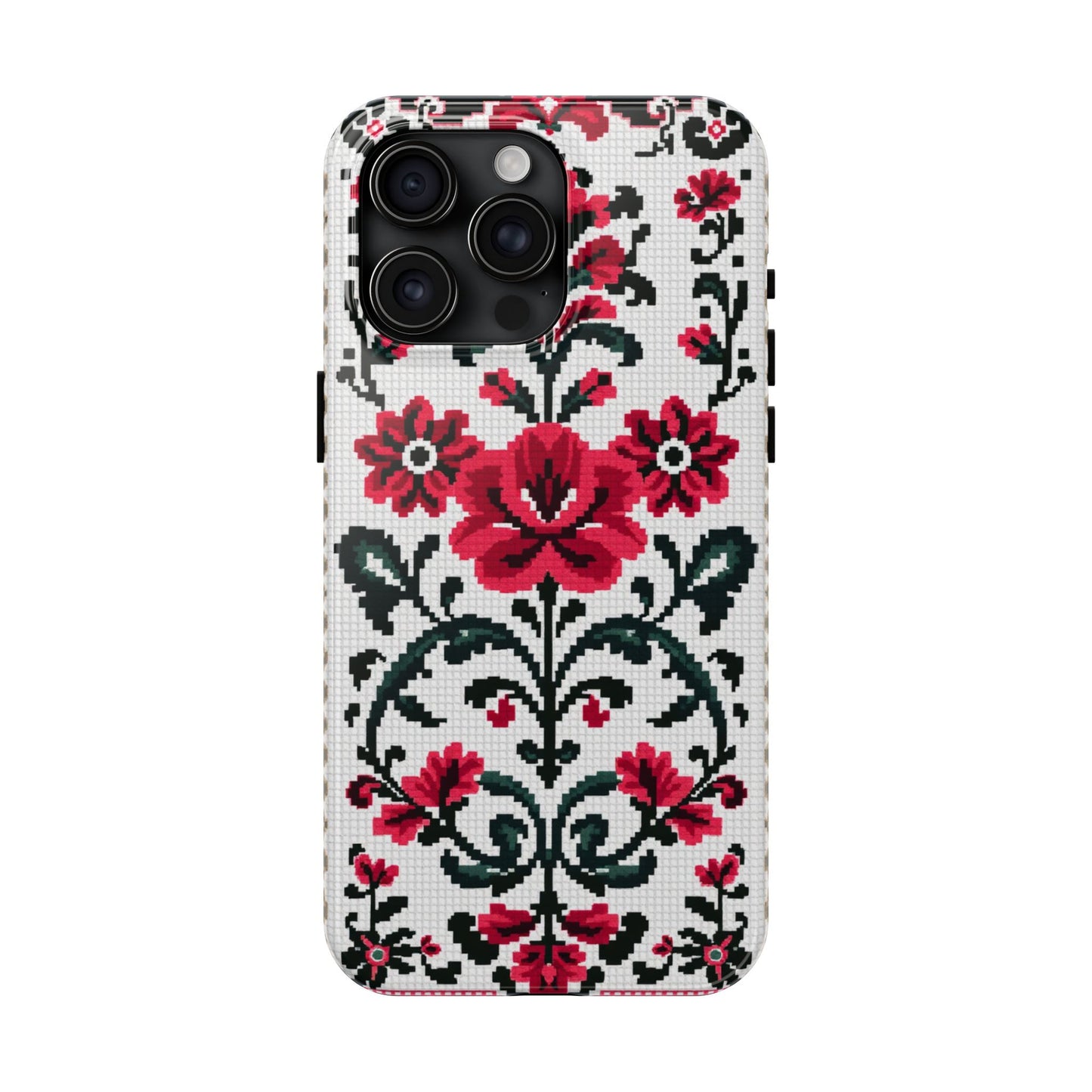 Traditional Floral Knit Tough Phone Cases - Durable Protection with Vintage Style - for iPhone