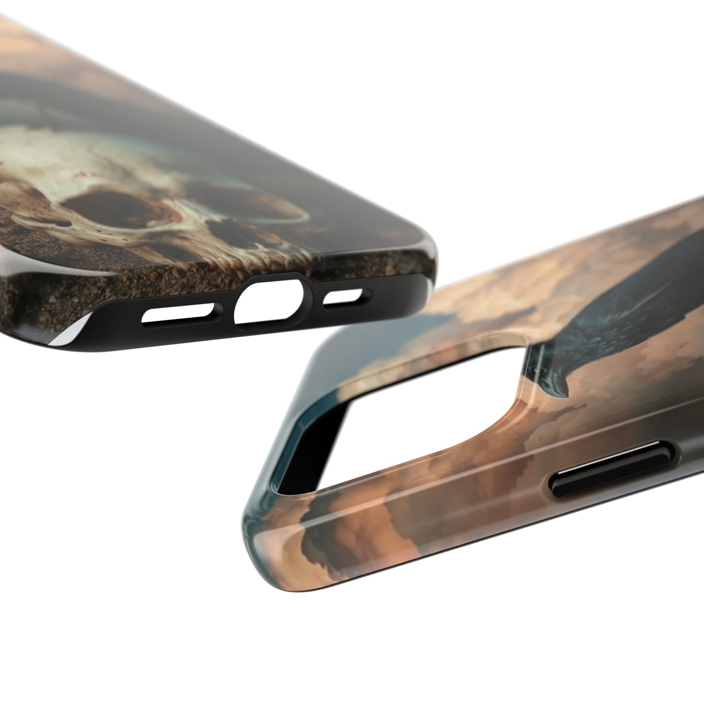 Gothic Raven Skull Tough Phone Case - Unique Protective Cover for Halloween Lovers