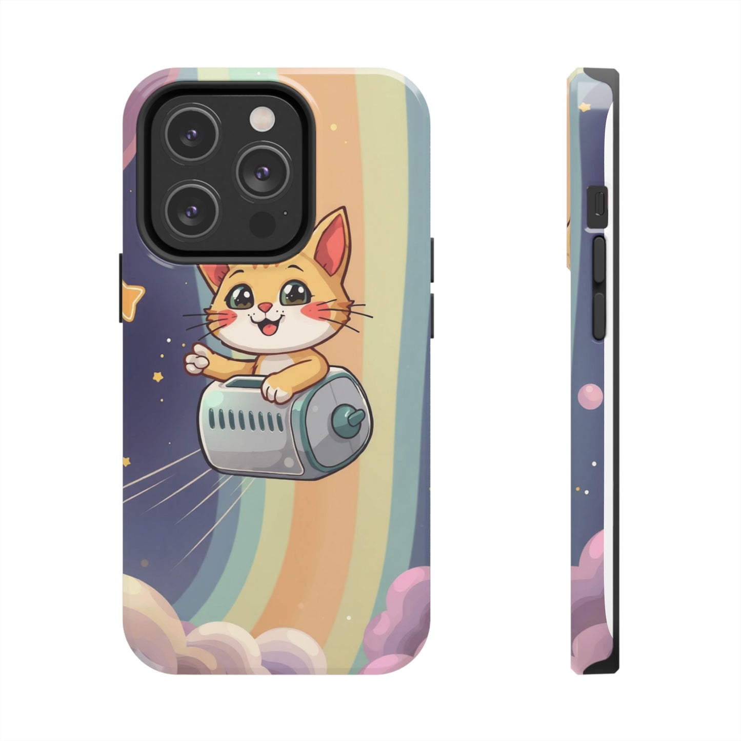 Cute Cat Rocket Phone Case - Vibrant and Playful Tough Case