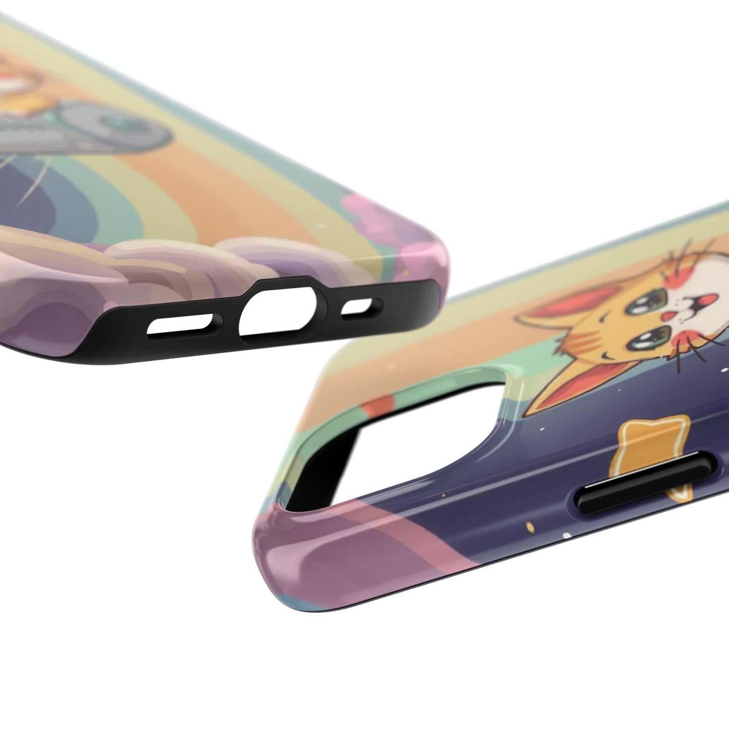 Cute Cat Rocket Phone Case - Vibrant and Playful Tough Case