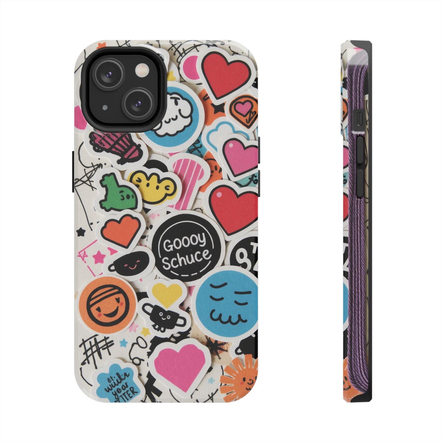 Colorful Stickers Phone Case - Fun & Trendy Tough Phone Cases