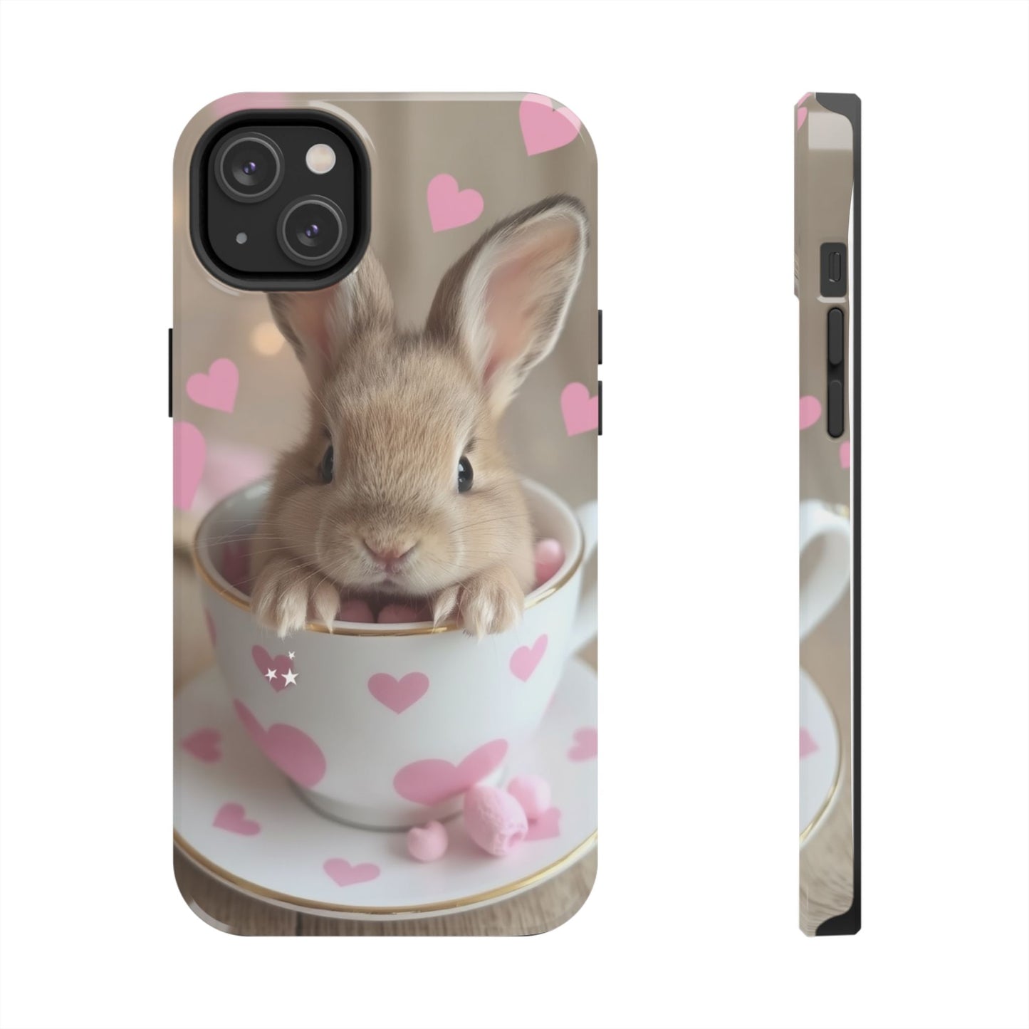 Adorable Bunny Phone Case with Heart Design - Cute Gift for Animal Lovers