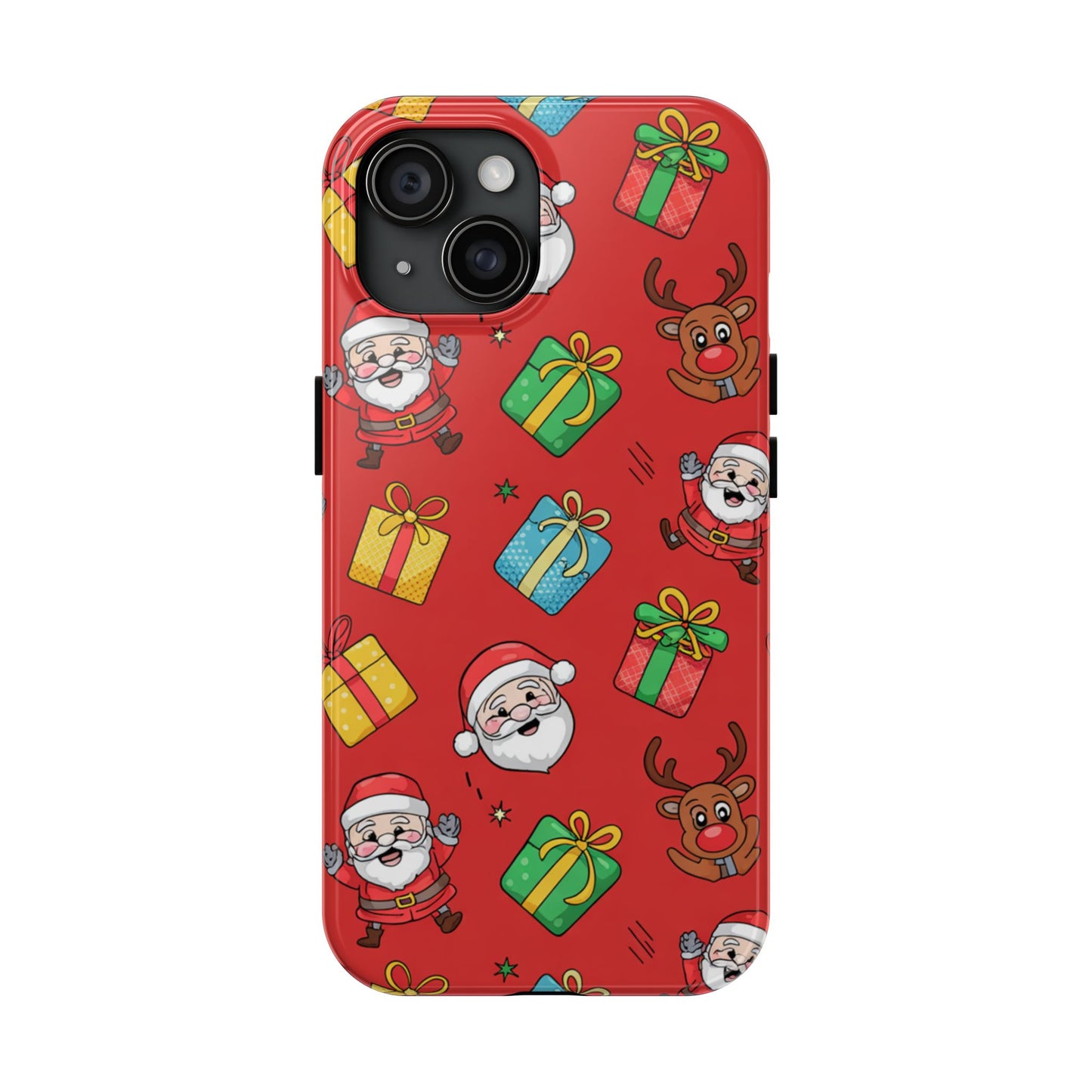 Festive Santa and Reindeer Tough Phone Case - Christmas Holiday Design