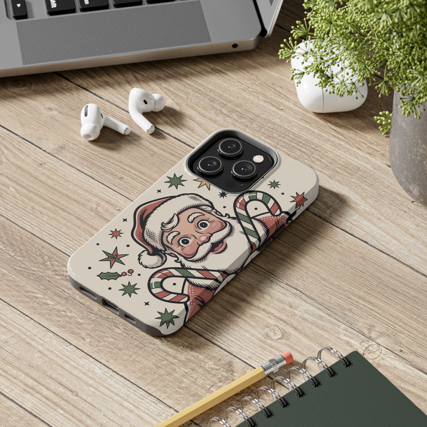 Retro Santa Tough Phone Case - Festive Holiday Design