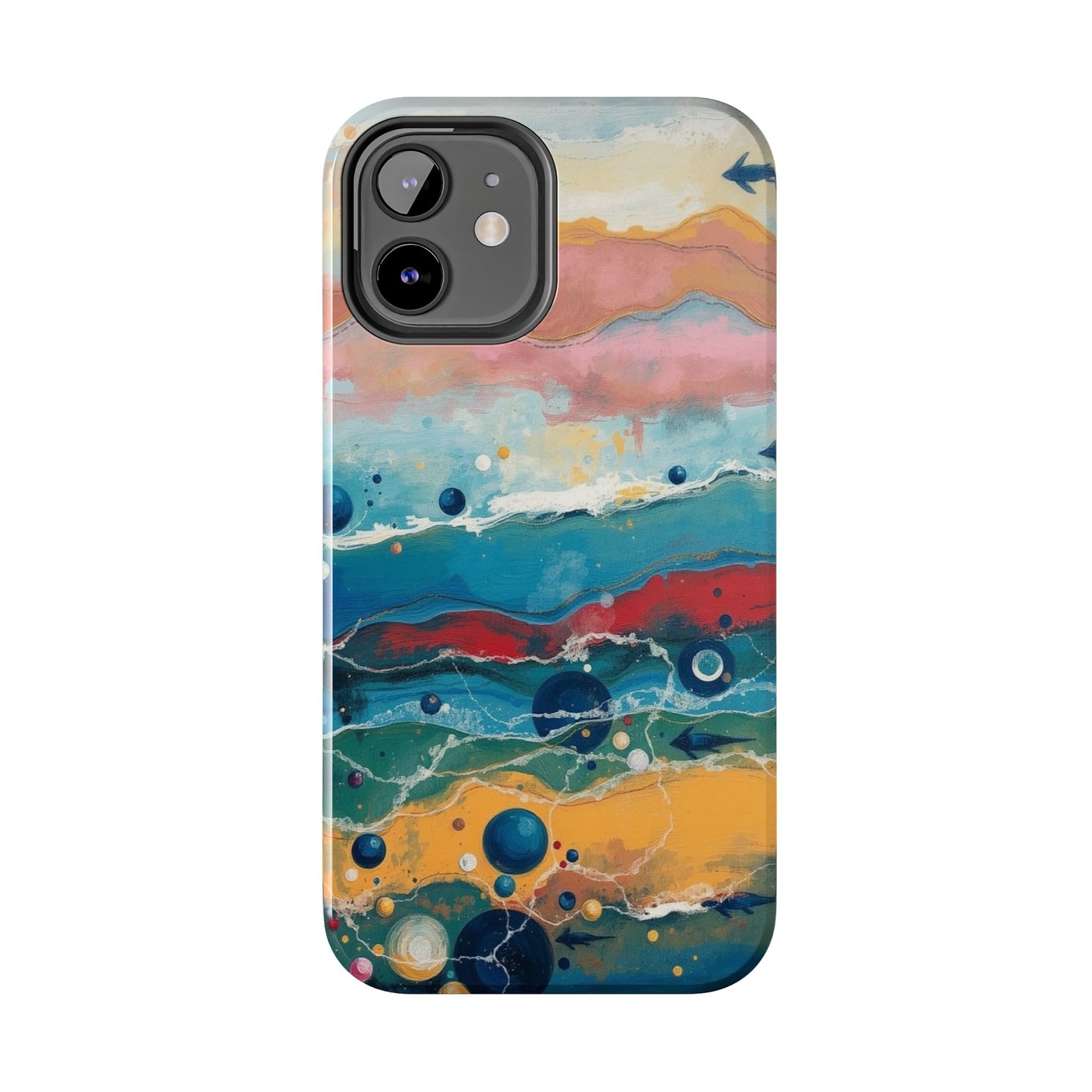 Artistic Tough Phone Case - Vibrant Waves Design for Unique Style