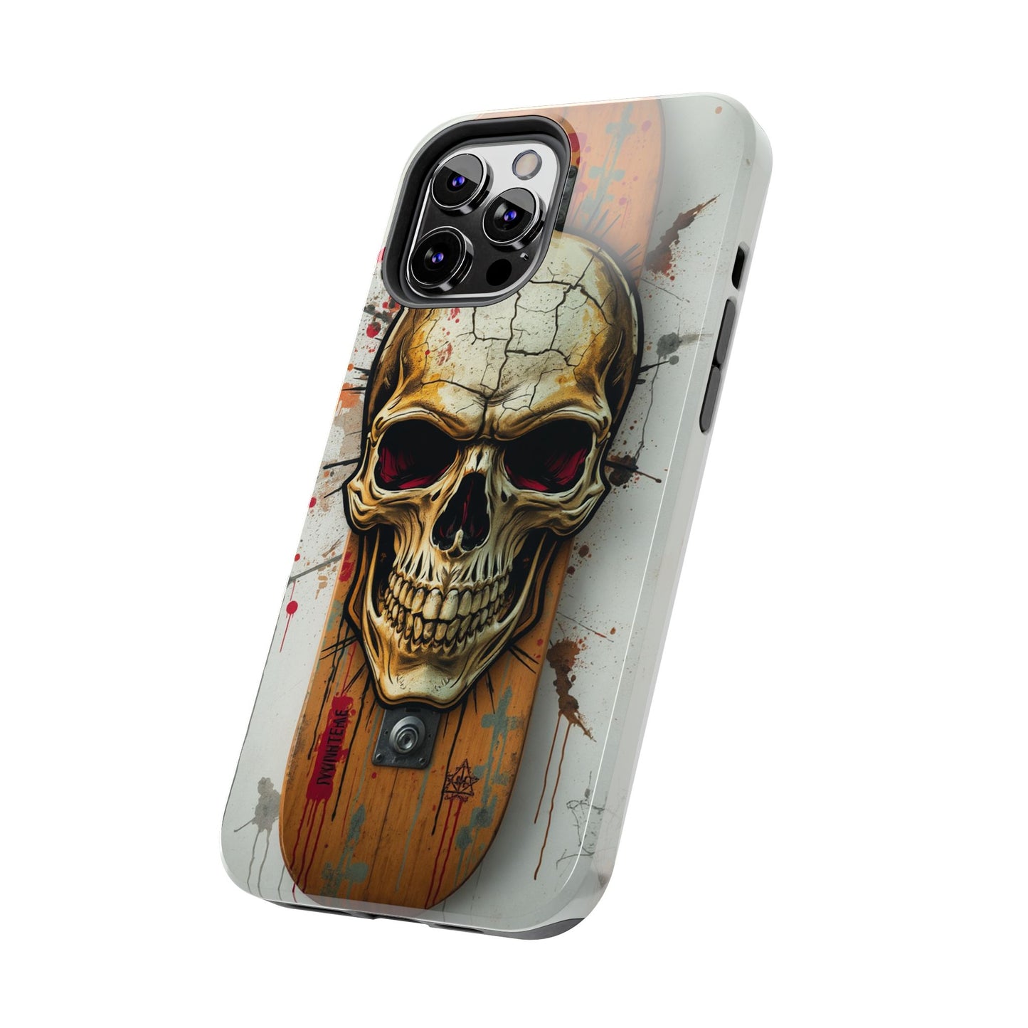 Edgy Skull Tough Phone Case - Durable Protection for Skateboard Enthusiasts