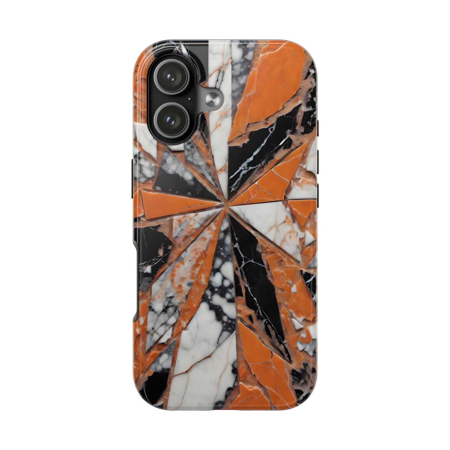 Shattered Pieces Marble Black and Orange Tough Phone Case - for iPhone