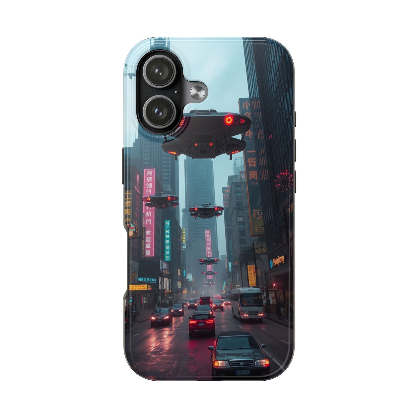 Futuristic City Tough Phone Case - Sci-Fi Design for Urban Explorers