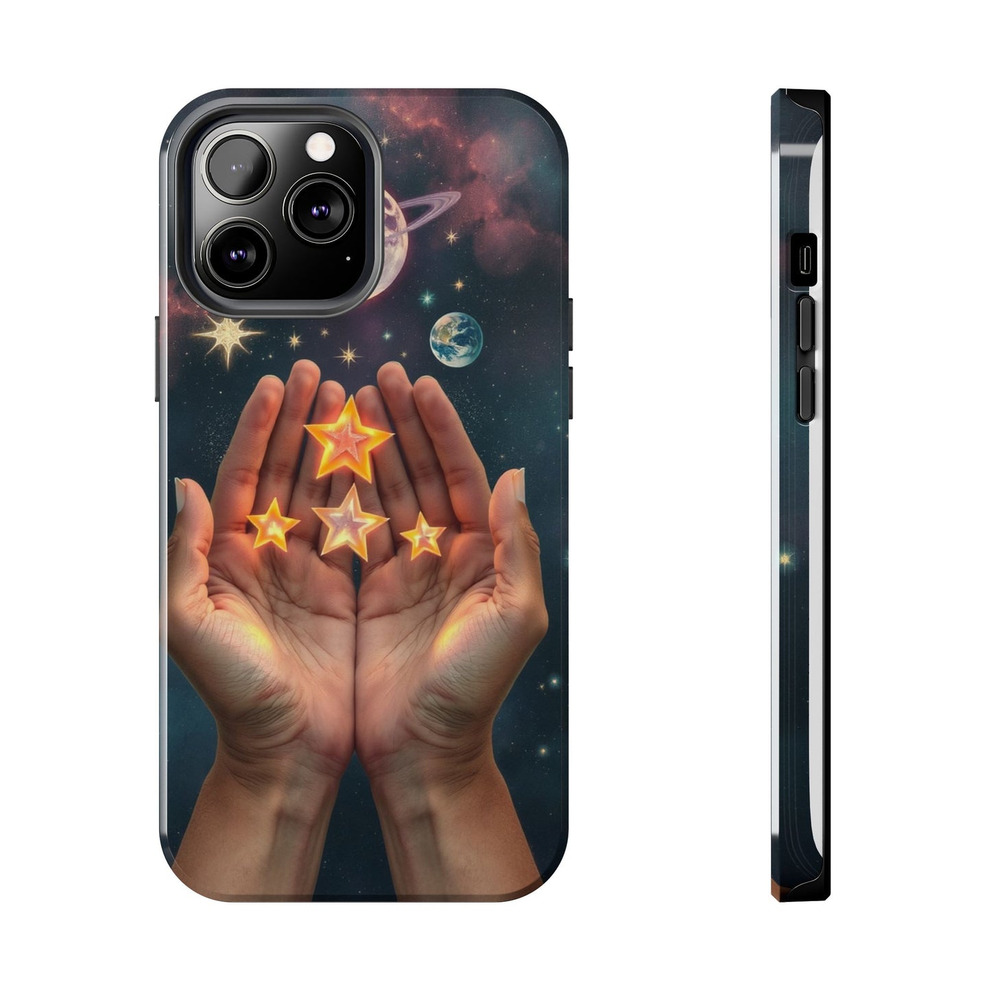 Galaxy Hands Tough Phone Case - Celestial Design for Star Lovers