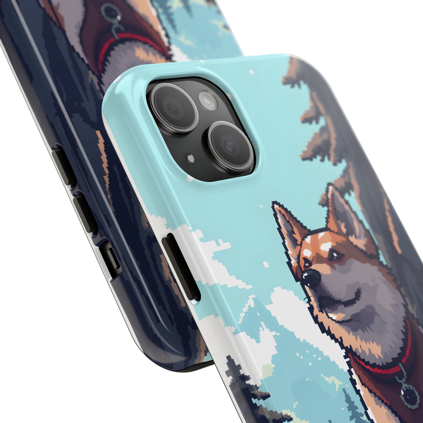 Retro Dog Adventure Tough Phone Case - Pixel Art Shiba Inu Design - for iPhone