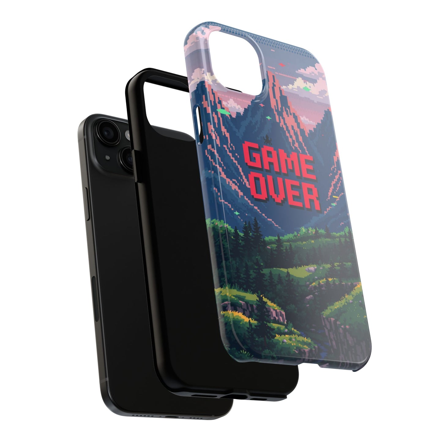 Pixel Art Tough Phone Case - 'Game Over' Design for Gamers