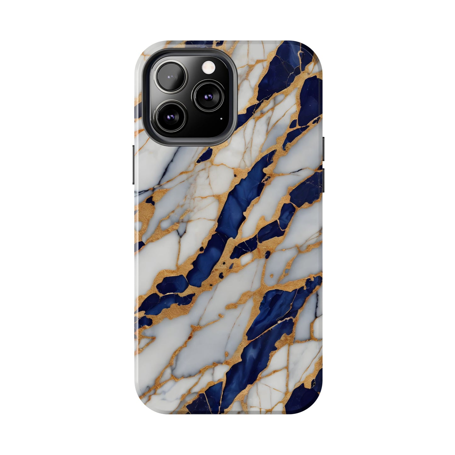Stunning Marble Tough Phone Case - Elegant Blue & Gold Design Stylish Protection - for iPhone