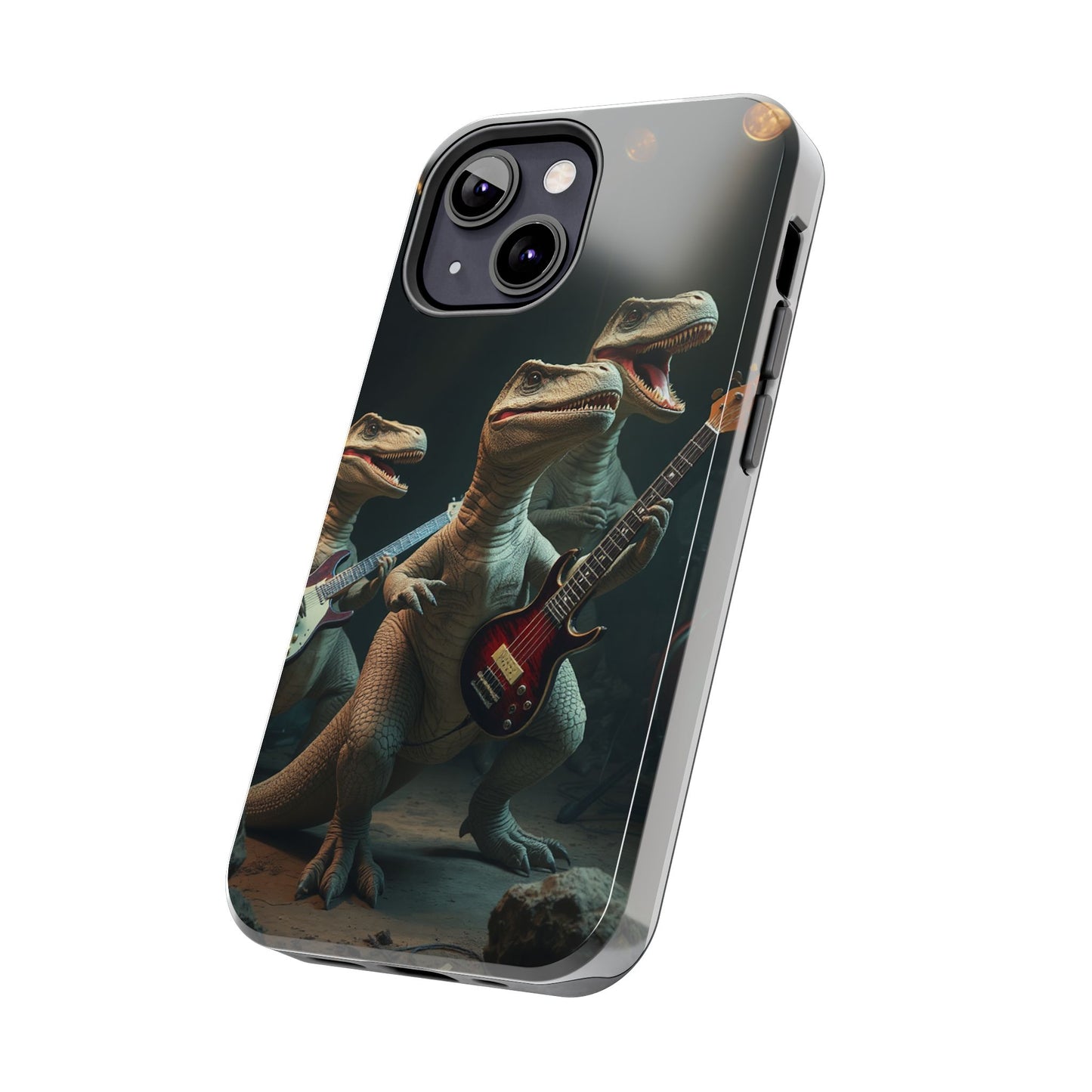 Rockin' Dinosaur Tough Phone Cases - Perfect for Music Lovers and Kids!