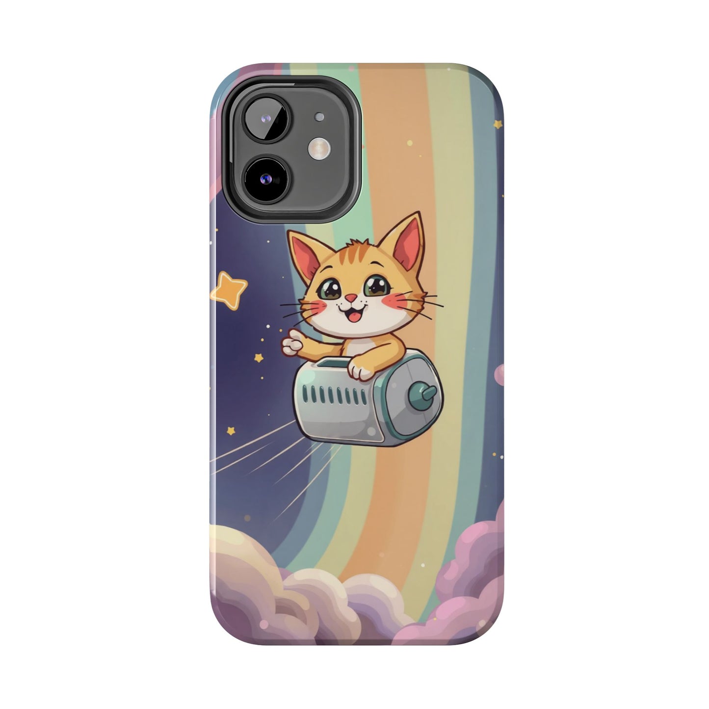 Cute Cat Rocket Phone Case - Vibrant and Playful Tough Case