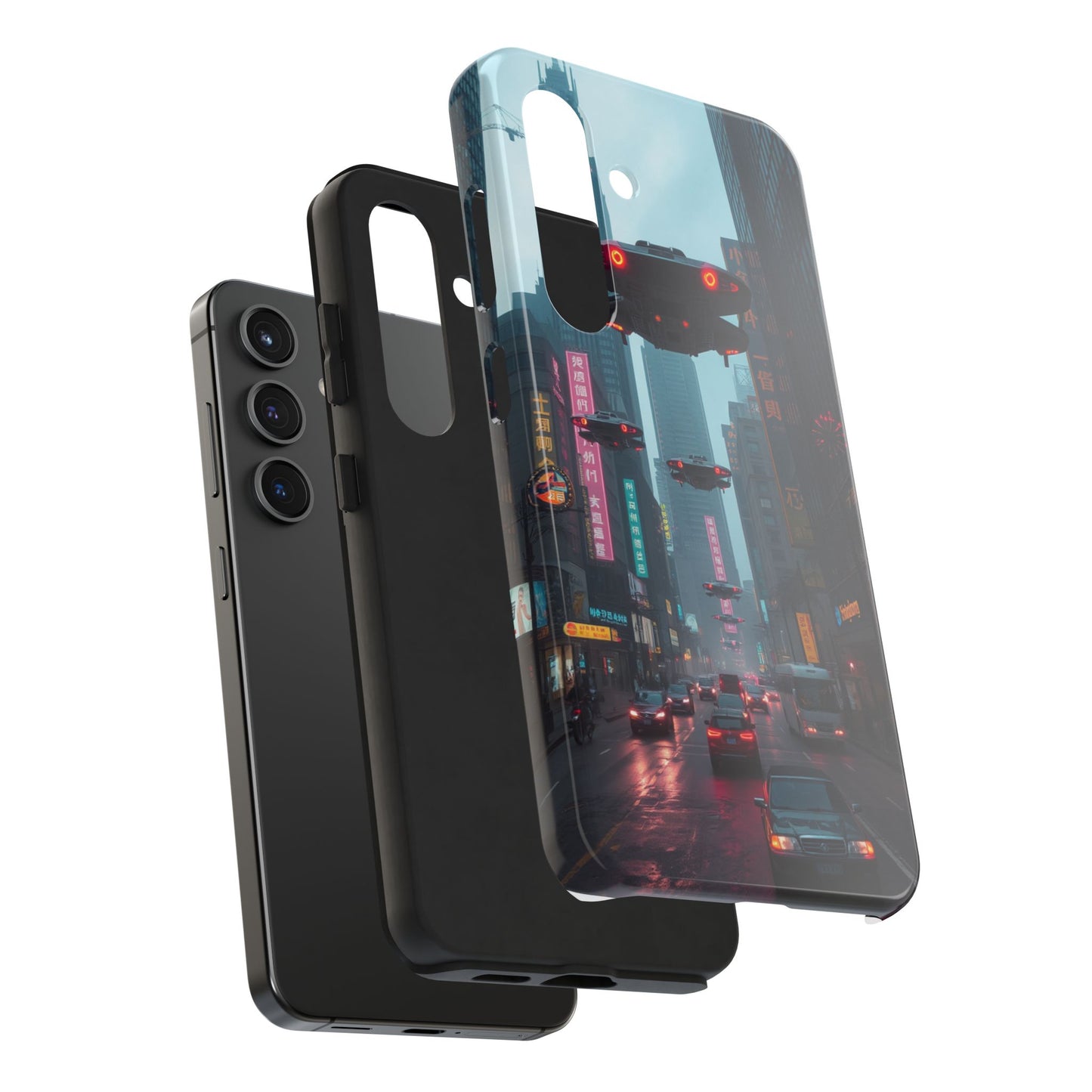 Futuristic City Tough Phone Case - Sci-Fi Design for Urban Explorers