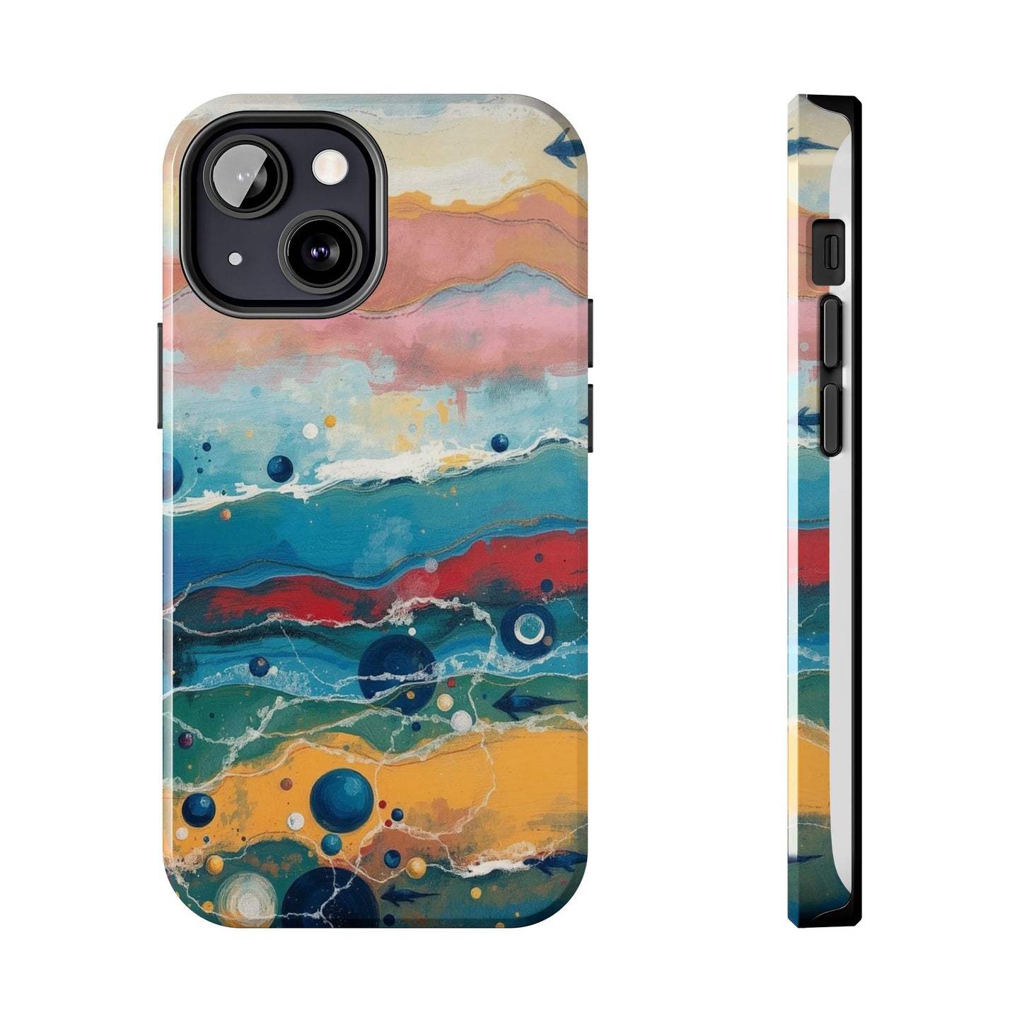 Artistic Tough Phone Case - Vibrant Waves Design for Unique Style