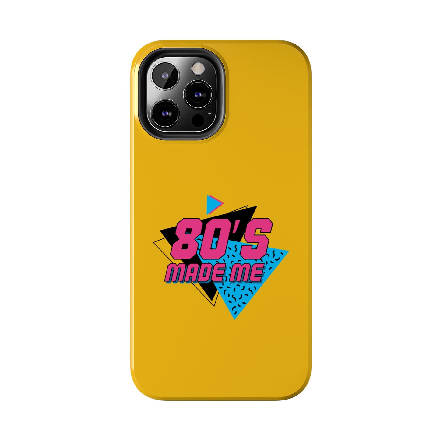 80's Made Me Tough Phone Case - Retro Yellow Silicone Cover - for iPhone
