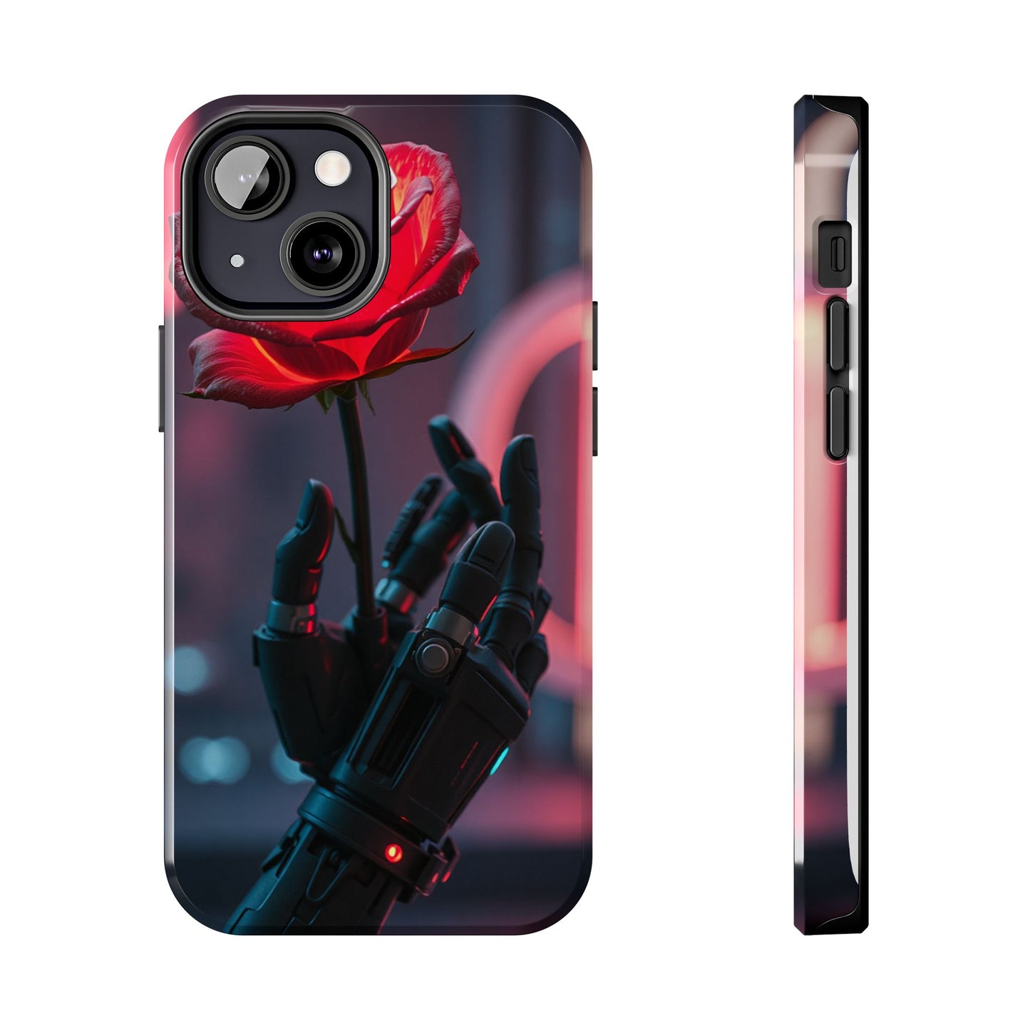 Futuristic Tough Phone Case with Robotic Rose Design | Durable Protection