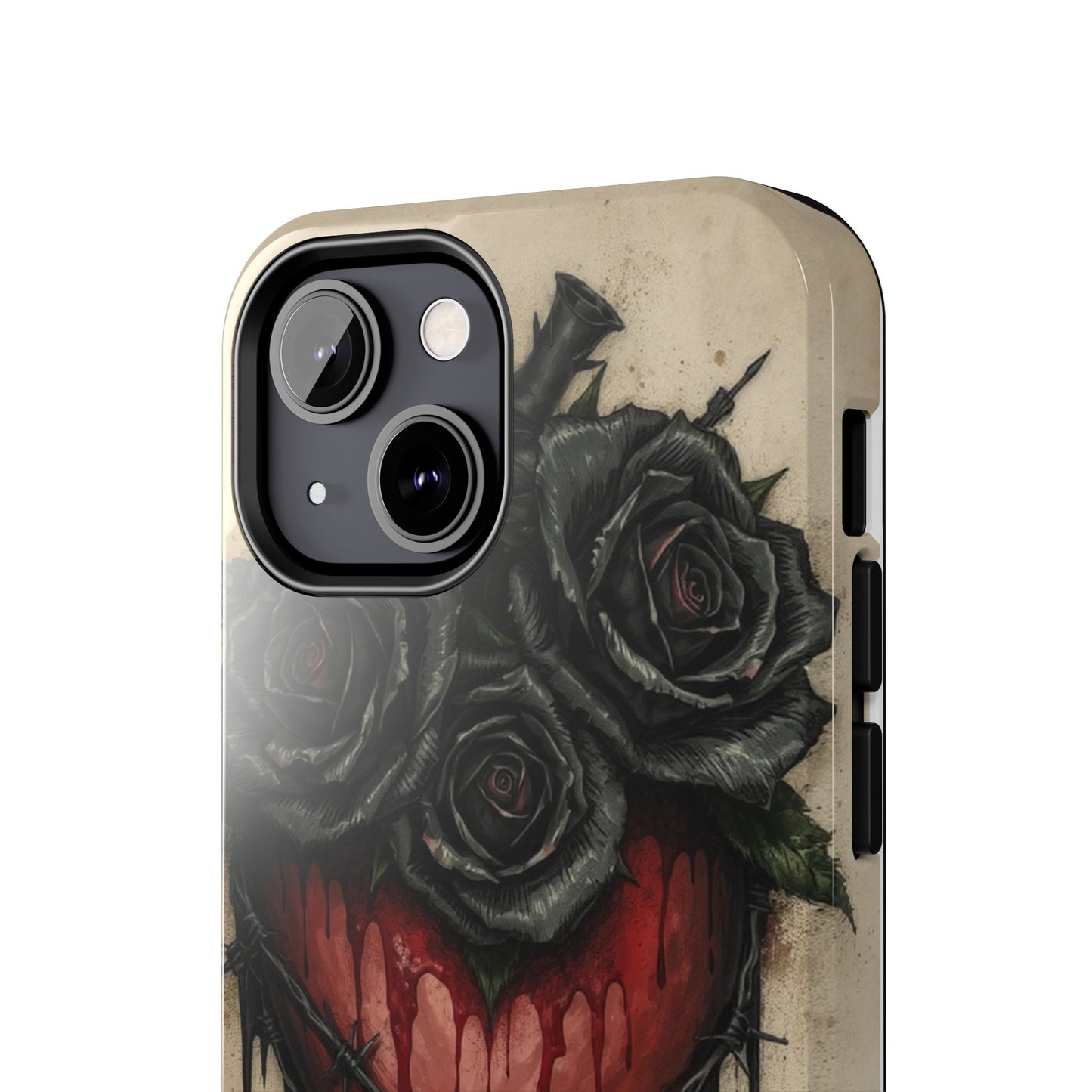 Gothic Heart Phone Case with Roses - Tough & Durable Design
