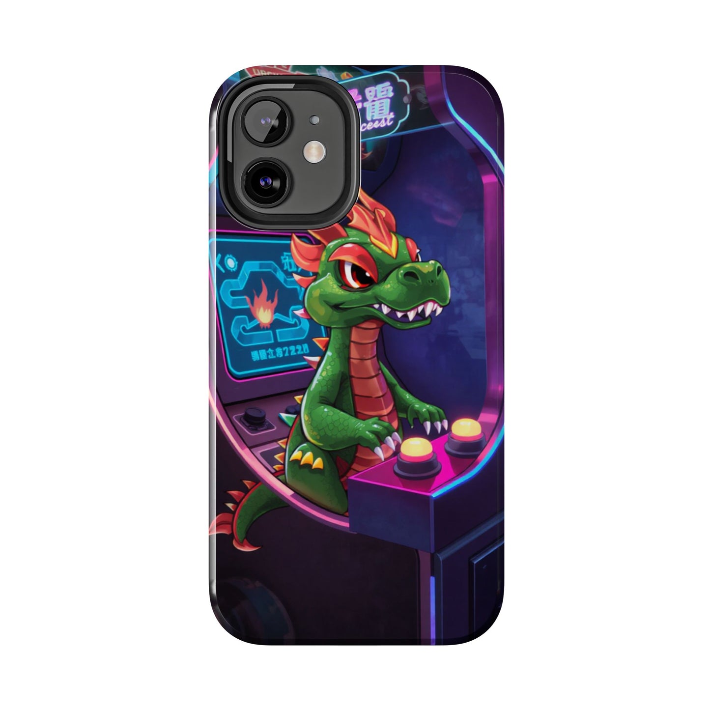 Retro Gamer Tough Phone Case with Dragon Design