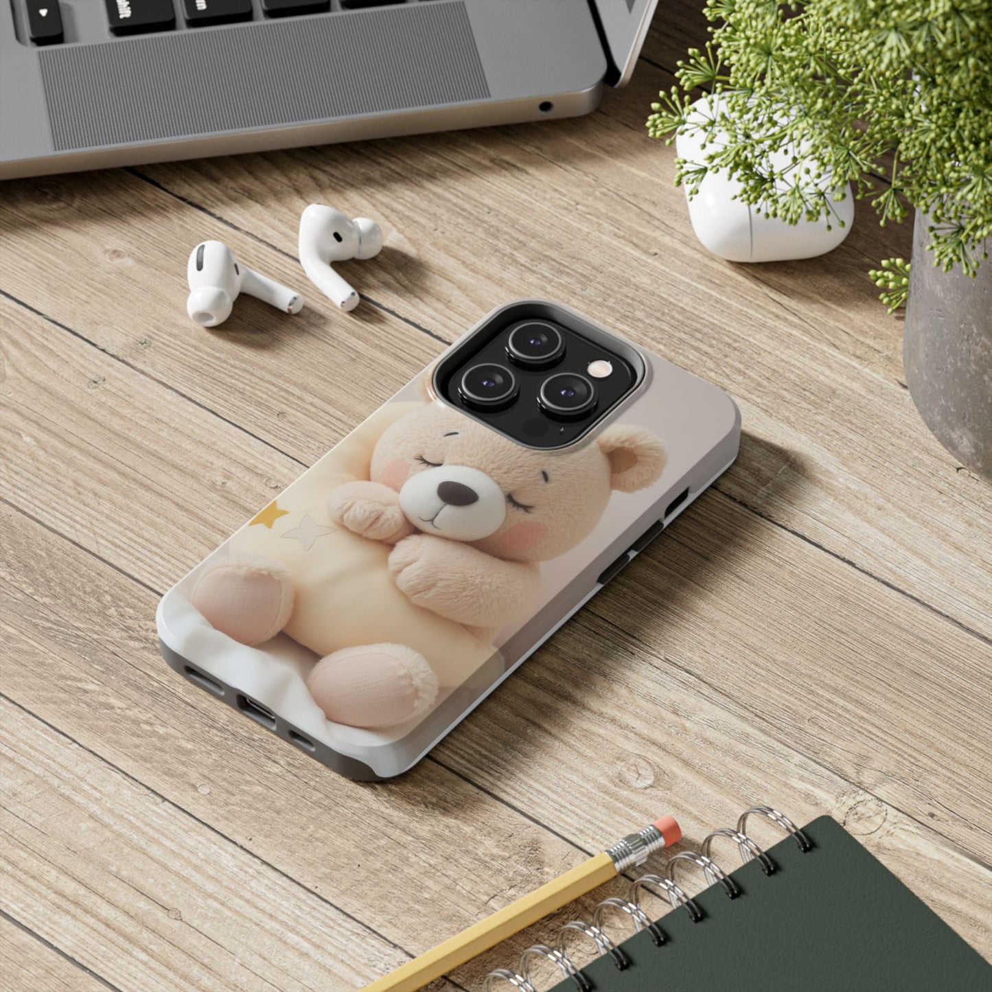 Cute Bear Tough Phone Case - Adorable Baby Animal Design for Kids & Adults