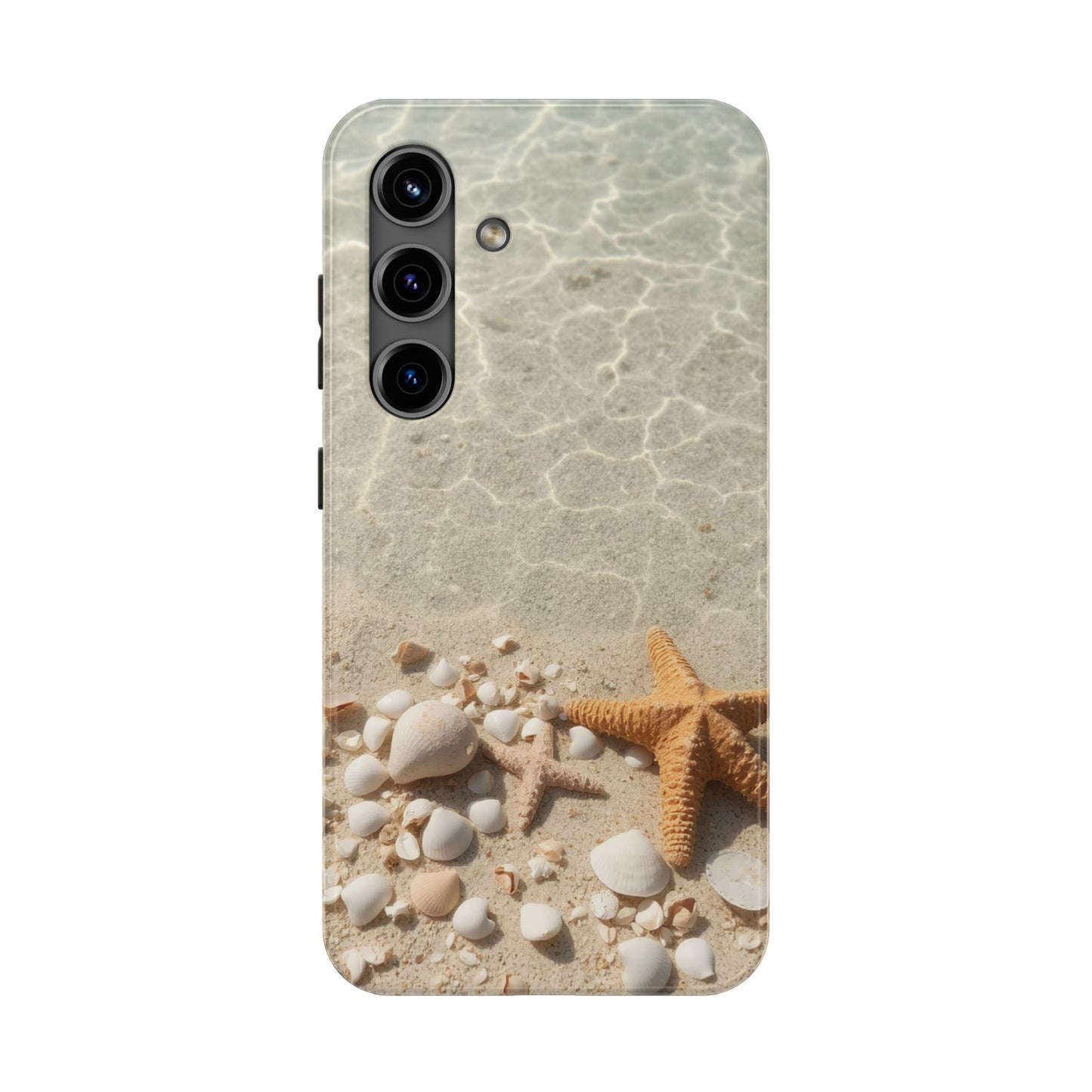 Beach-Inspired Tough Phone Case with Starfish and Seashell Design