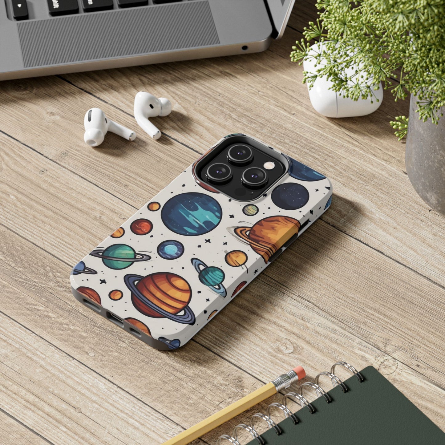 Cosmic Galaxy Tough Phone Case - Planetary Cartoon Design - for iPhone