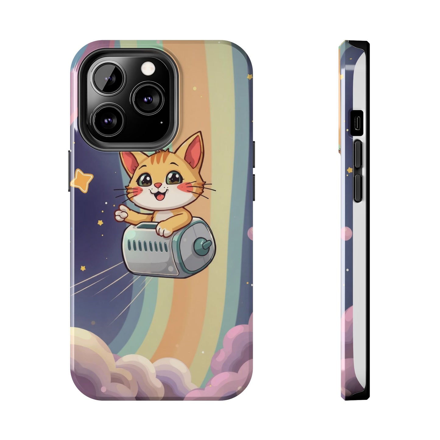 Cute Cat Rocket Phone Case - Vibrant and Playful Tough Case