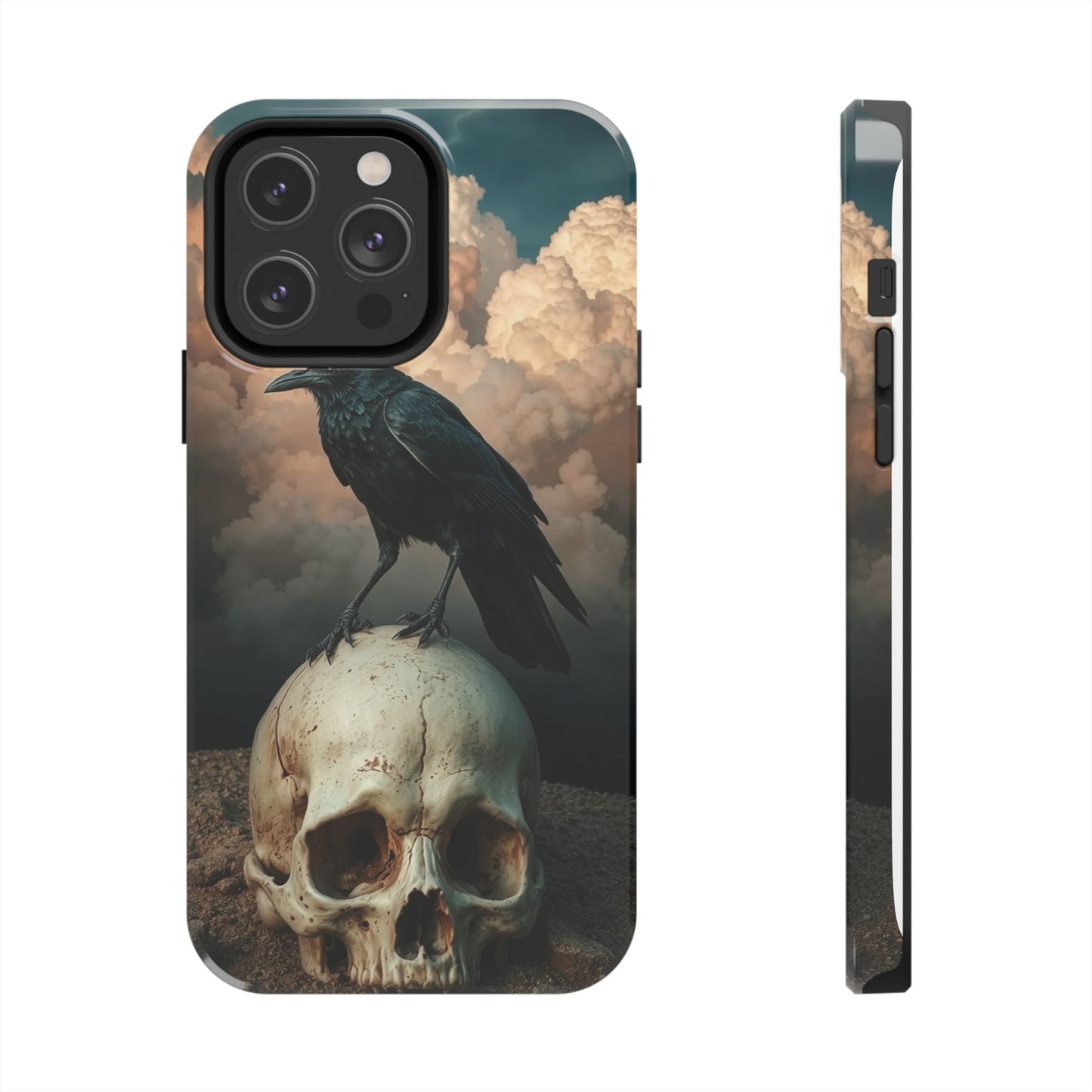 Gothic Raven Skull Tough Phone Case - Unique Protective Cover for Halloween Lovers