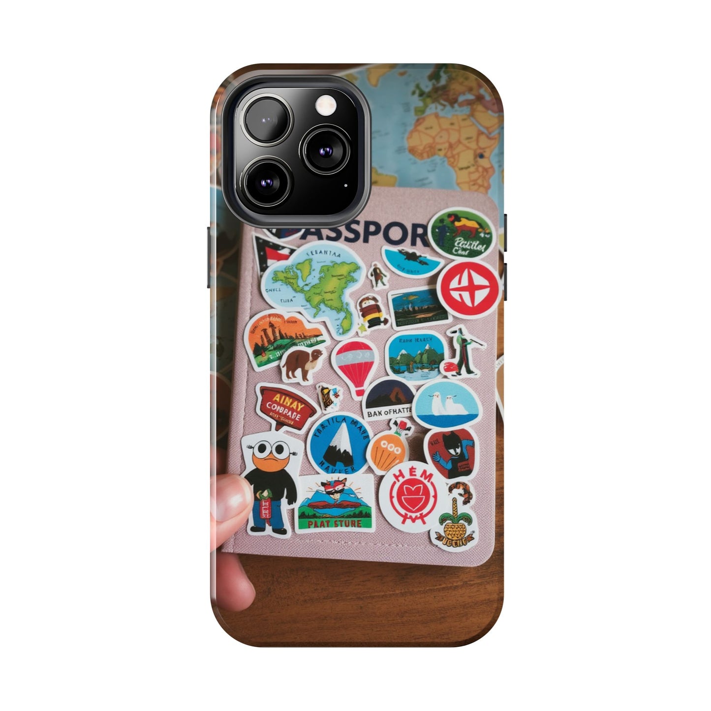 Adventure Stickers Phone Case - Tough Protection for Travel Lovers
