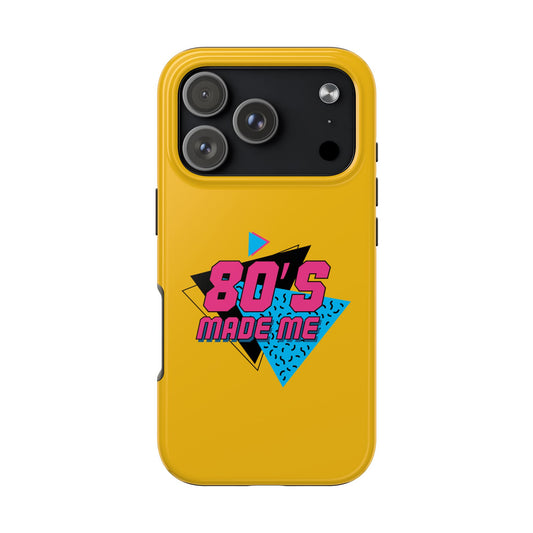 80's Made Me Tough Phone Case - Retro Yellow Silicone Cover - for iPhone