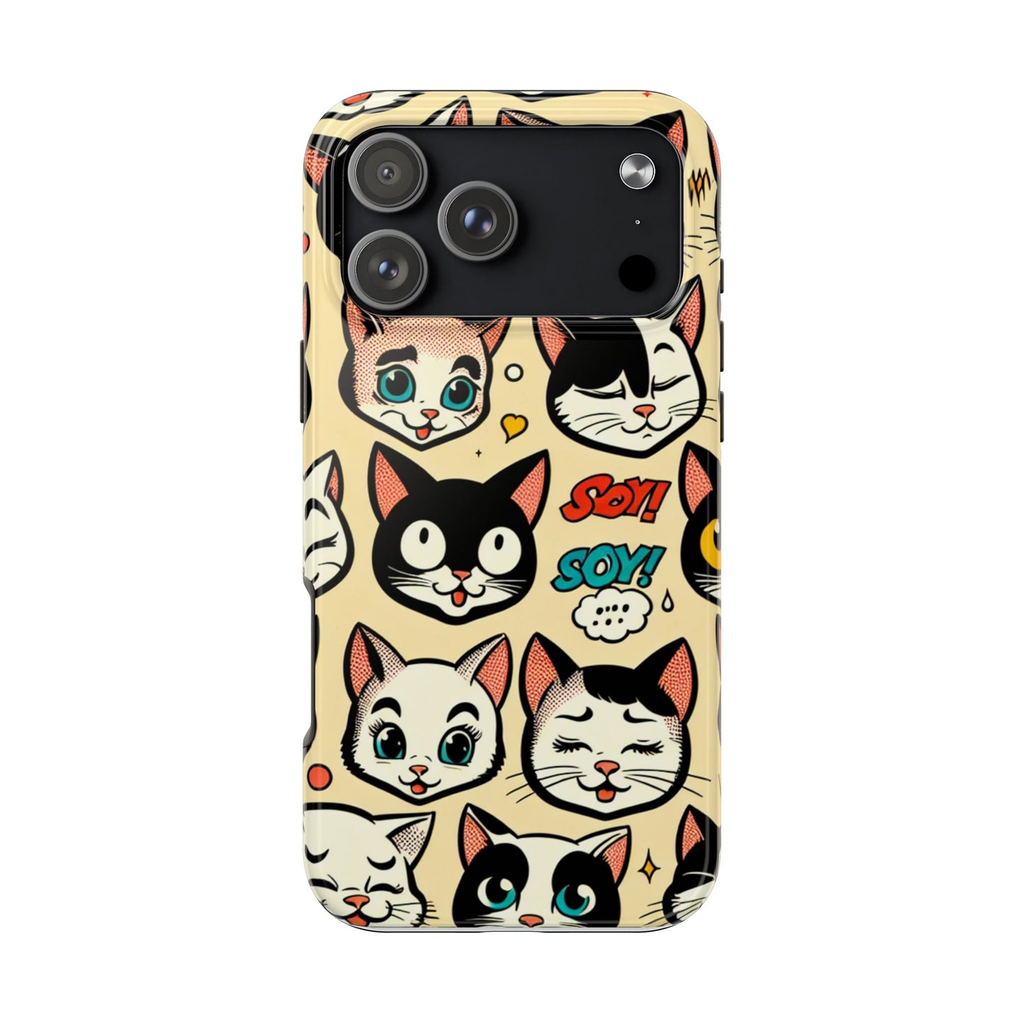 Playful Cat-Themed Tough Phone Case - Pet Pattern - for iPhone