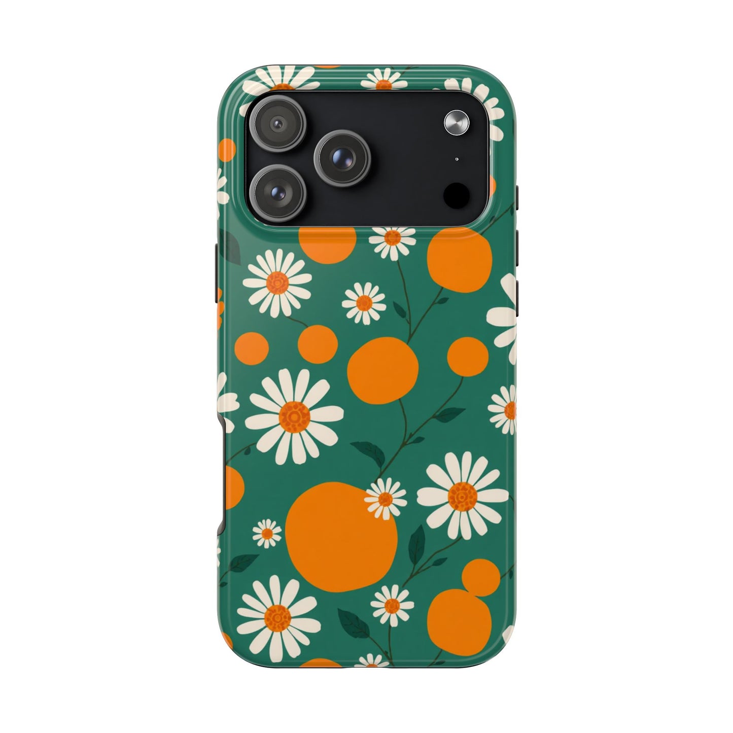 Floral Tough Phone Case - Daisy & Orange Design