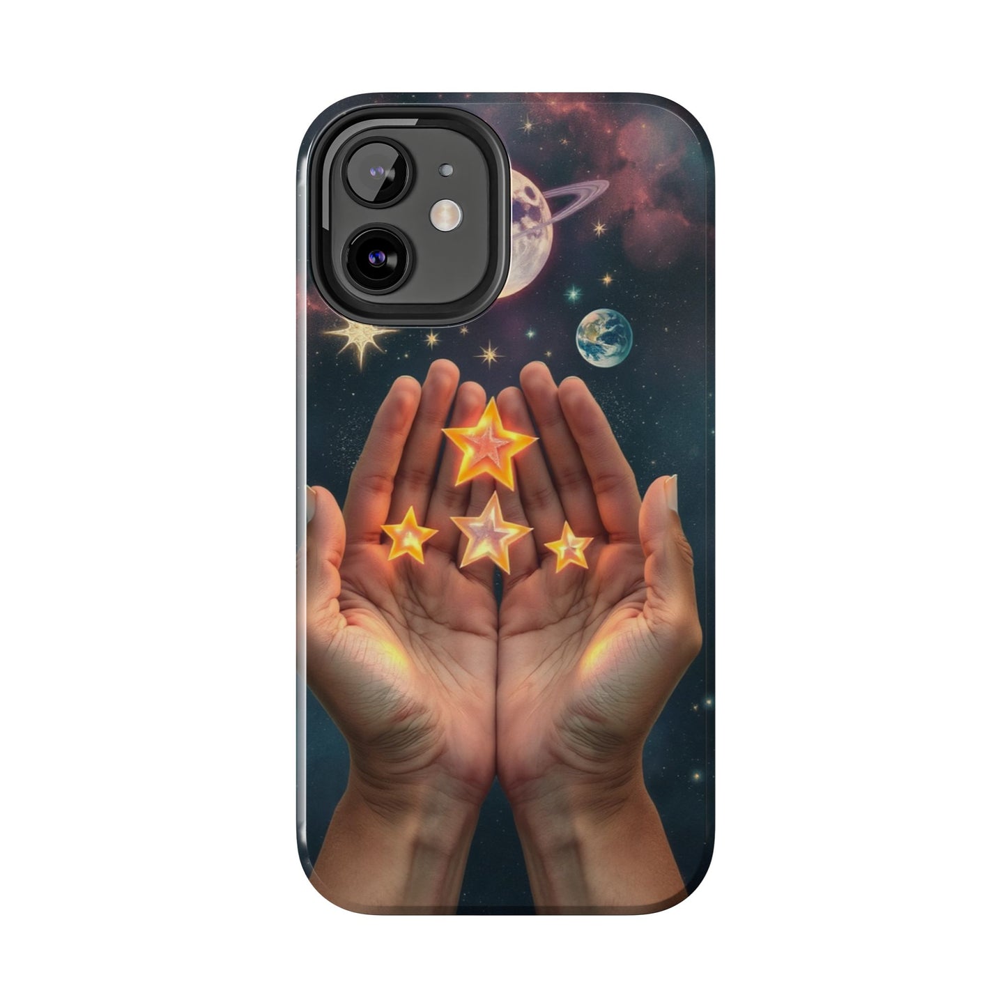 Galaxy Hands Tough Phone Case - Celestial Design for Star Lovers