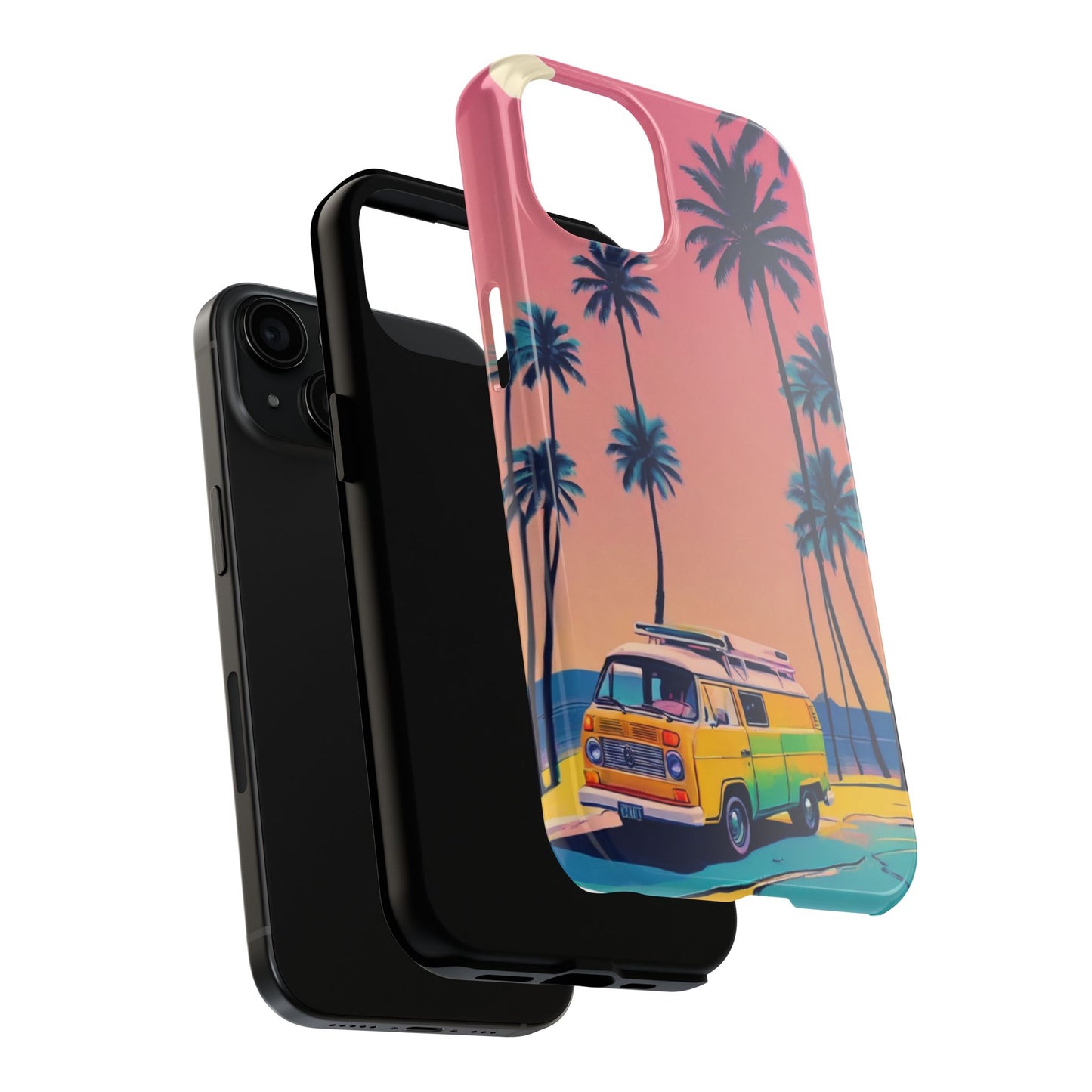 Tropical Beach Vibe Tough Phone Case - Vintage Van Design - for iPhone