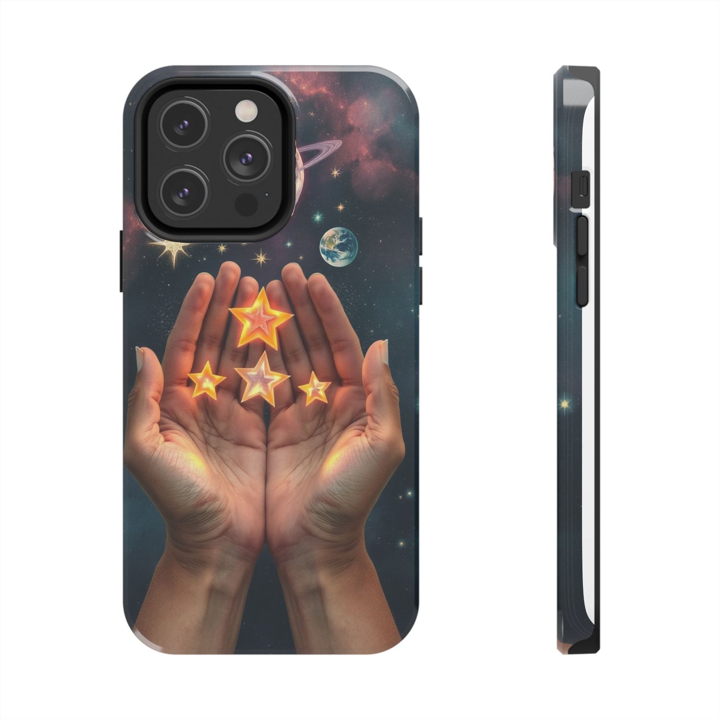 Galaxy Hands Tough Phone Case - Celestial Design for Star Lovers
