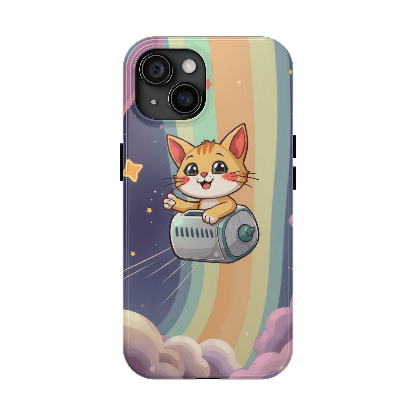Cute Cat Rocket Phone Case - Vibrant and Playful Tough Case