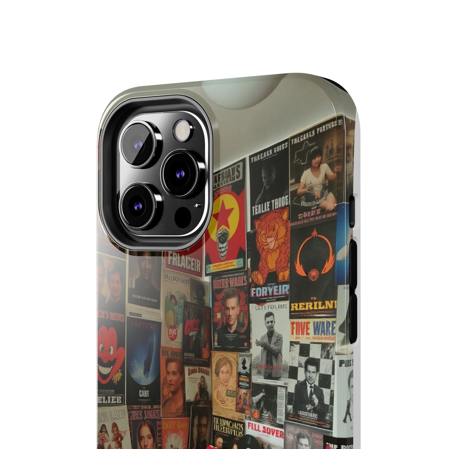 Retro Vibe Tough Phone Case - Vintage Movie Posters & Plush Toys Design
