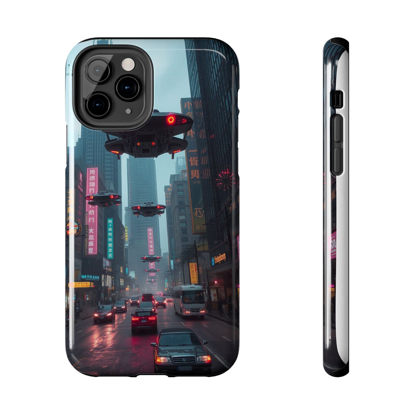 Futuristic City Tough Phone Case - Sci-Fi Design for Urban Explorers