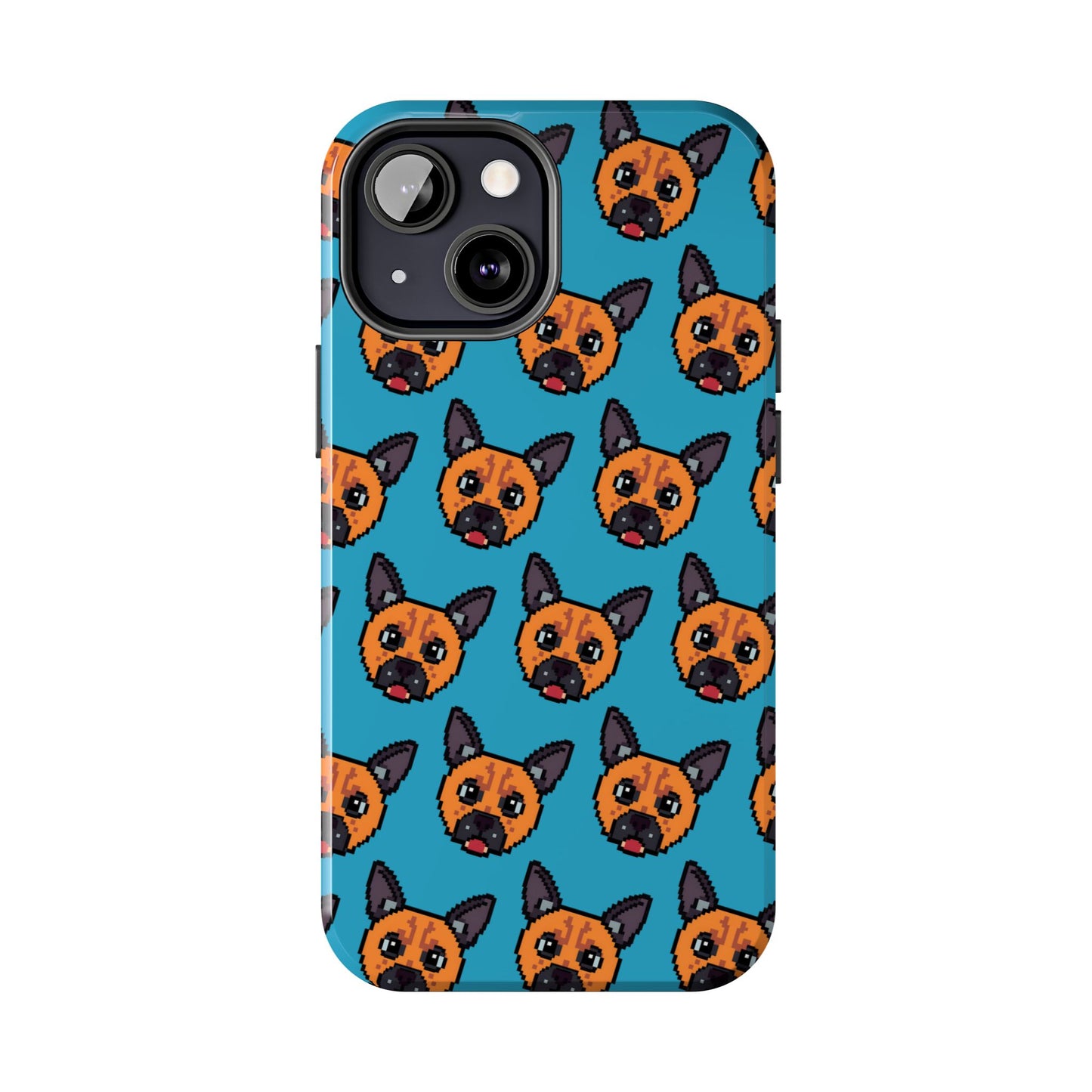 Cute Orange Dog Pixel Art Pattern Tough Phone Case - Fun & Durable Protection - for iPhone